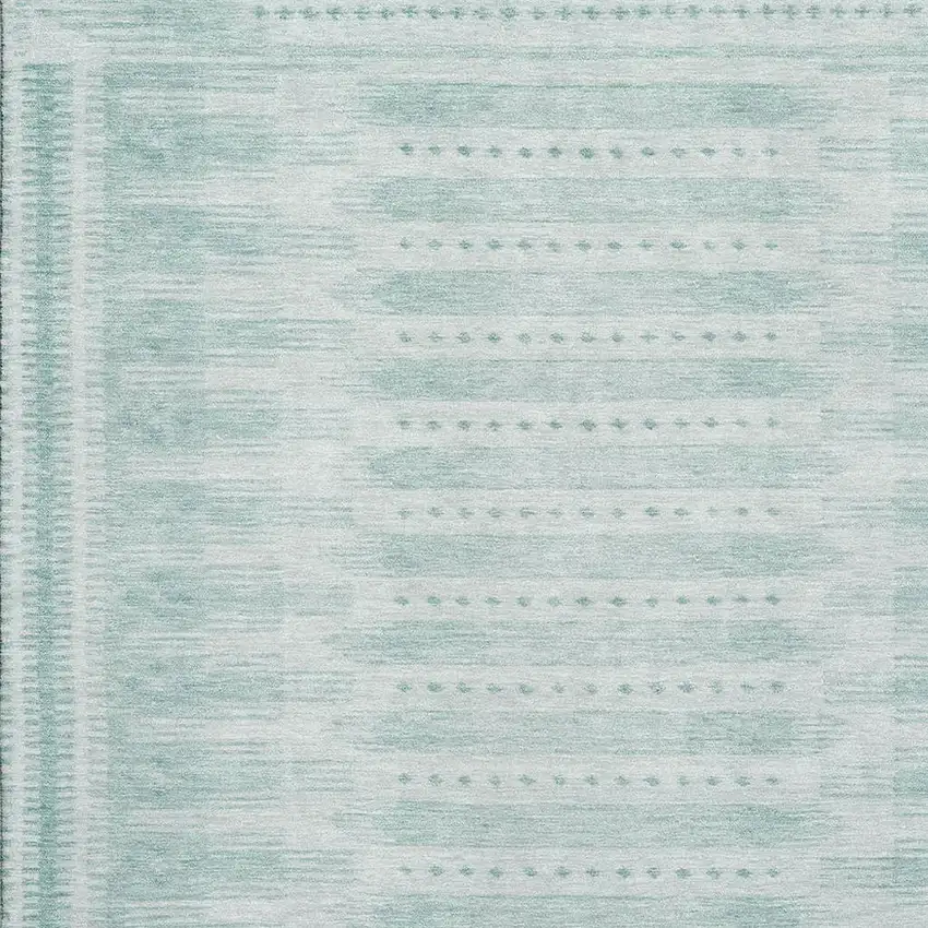 Turquoise And Aqua Geometric Washable Area Rug With UV Protection Photo 3