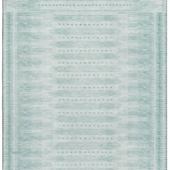 Turquoise And Aqua Geometric Washable Area Rug With UV Protection Photo 4