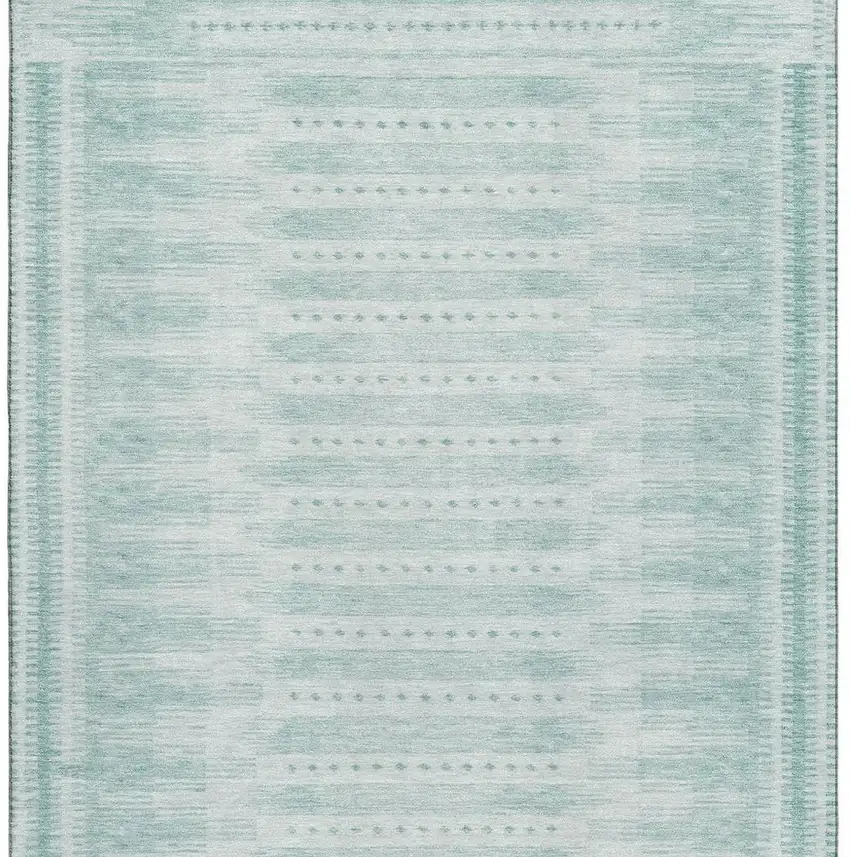 Turquoise And Aqua Geometric Washable Area Rug With UV Protection Photo 4