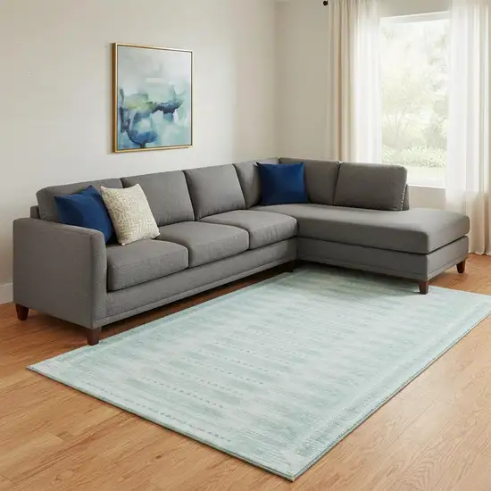 Turquoise And Aqua Geometric Washable Area Rug With UV Protection Photo 2