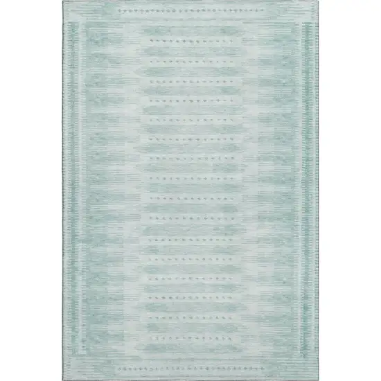 Turquoise And Aqua Geometric Washable Area Rug With UV Protection Photo 1