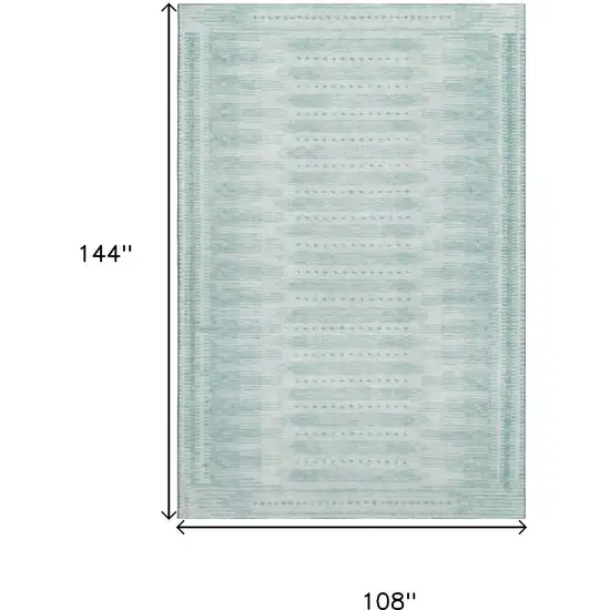Turquoise And Aqua Geometric Washable Area Rug With UV Protection Photo 9