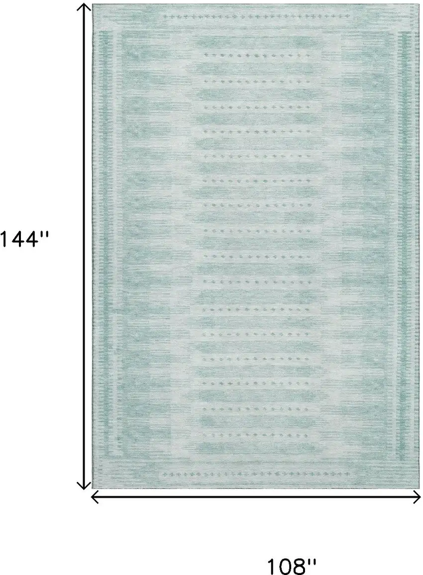 Turquoise And Aqua Geometric Washable Area Rug With UV Protection Photo 9