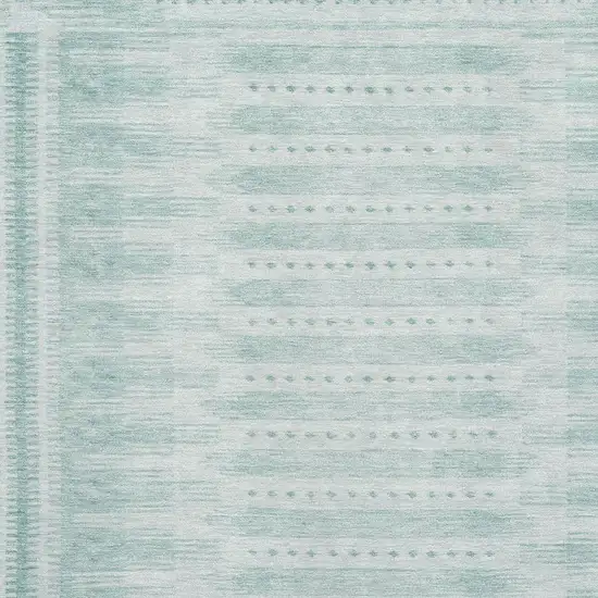 Turquoise And Aqua Geometric Washable Area Rug With UV Protection Photo 3