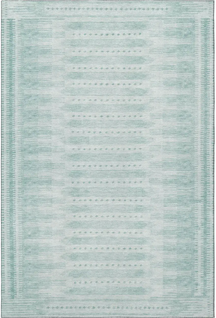Turquoise And Aqua Geometric Washable Area Rug With UV Protection Photo 3