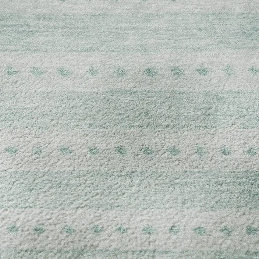 Turquoise And Aqua Geometric Washable Area Rug With UV Protection Photo 9