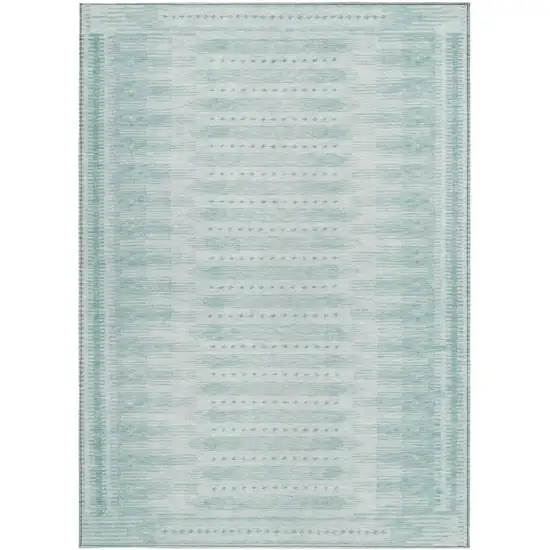 Turquoise And Aqua Geometric Washable Indoor Outdoor Area Rug Photo 3