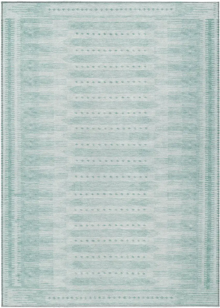 Turquoise And Aqua Geometric Washable Indoor Outdoor Area Rug Photo 1