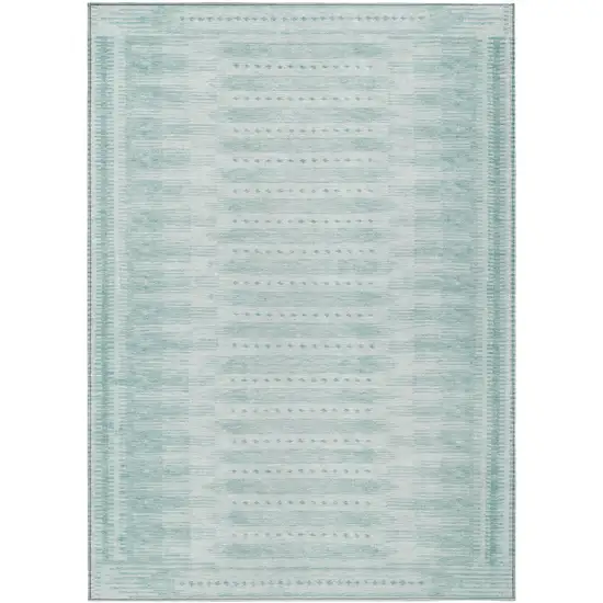 Turquoise And Aqua Geometric Washable Indoor Outdoor Area Rug Photo 1