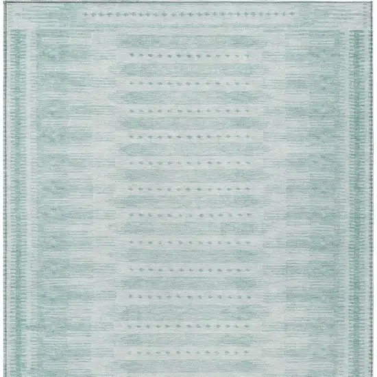 Turquoise And Aqua Geometric Washable Indoor Outdoor Area Rug Photo 3
