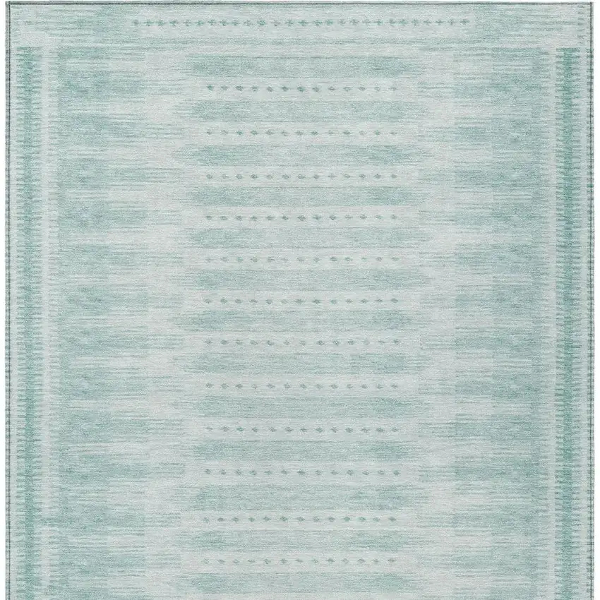 Turquoise And Aqua Geometric Washable Indoor Outdoor Area Rug Photo 3