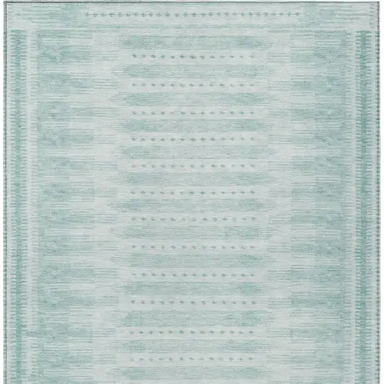 Turquoise And Aqua Geometric Washable Indoor Outdoor Area Rug Photo 9