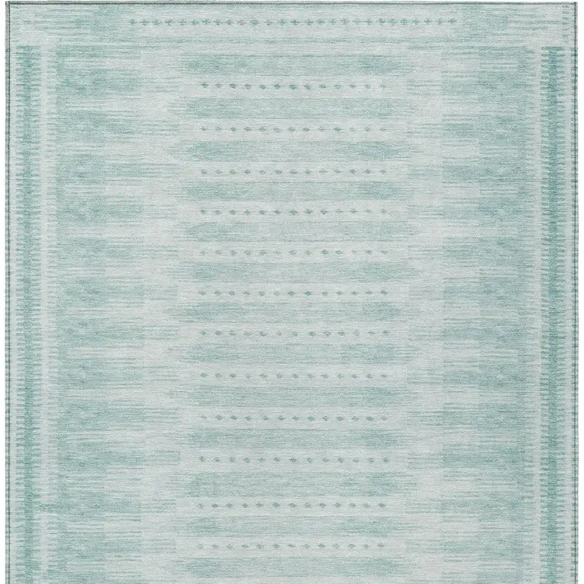 Turquoise And Aqua Geometric Washable Indoor Outdoor Area Rug Photo 9