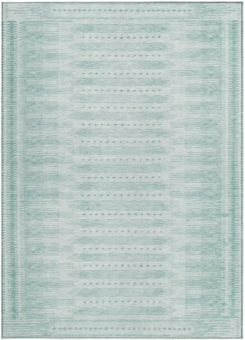 Turquoise And Aqua Geometric Washable Indoor Outdoor Area Rug Photo 4