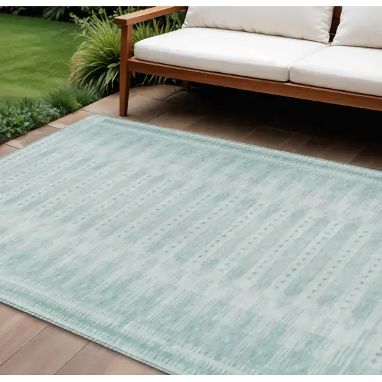 Turquoise And Aqua Geometric Washable Indoor Outdoor Area Rug Photo 2