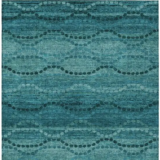 Turquoise And Aqua Ogee Washable Indoor Outdoor Area Rug Photo 7