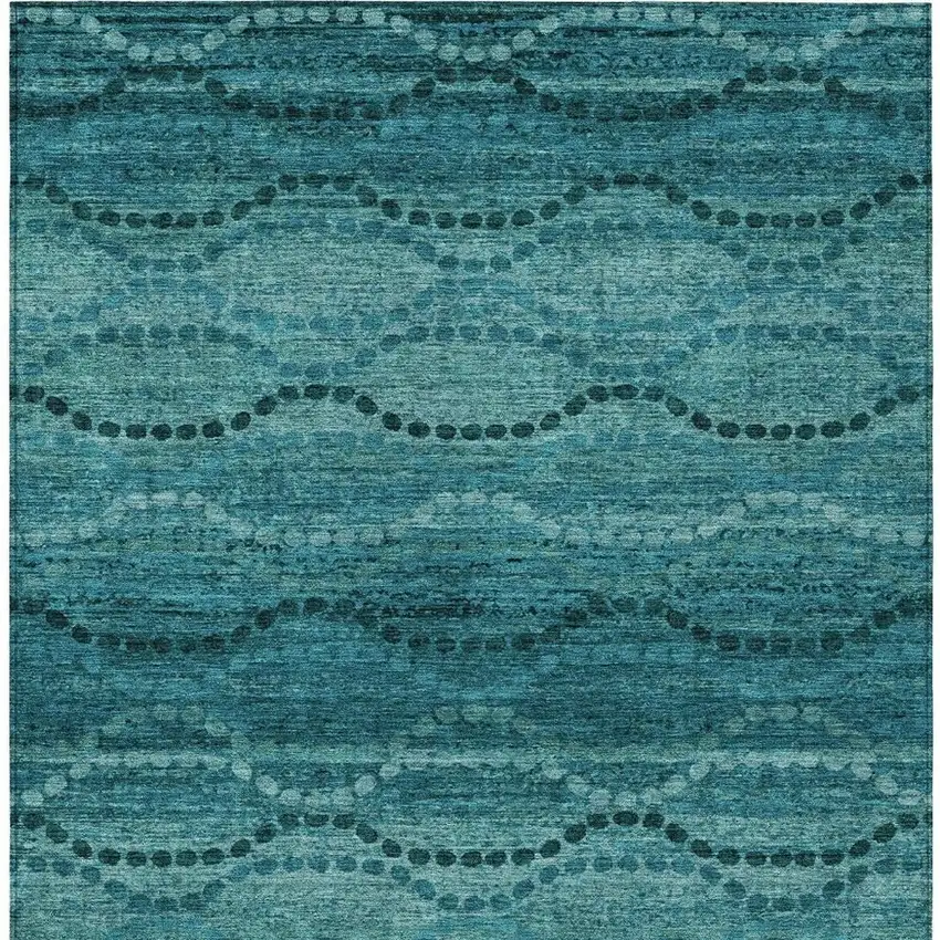 Turquoise And Aqua Ogee Washable Indoor Outdoor Area Rug Photo 7