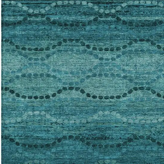 Turquoise And Aqua Ogee Washable Indoor Outdoor Area Rug Photo 6