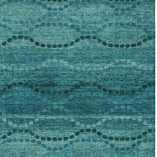 Turquoise And Aqua Ogee Washable Indoor Outdoor Area Rug Photo 3