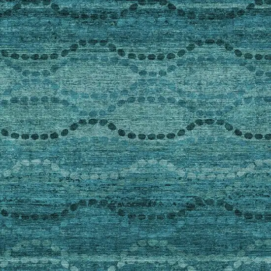 Turquoise And Aqua Ogee Washable Indoor Outdoor Area Rug Photo 3