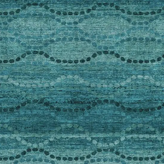 Turquoise And Aqua Ogee Washable Indoor Outdoor Area Rug Photo 3