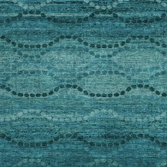 Turquoise And Aqua Ogee Washable Indoor Outdoor Area Rug Photo 3
