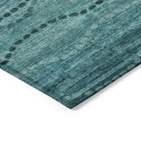Turquoise And Aqua Ogee Washable Indoor Outdoor Area Rug Photo 9