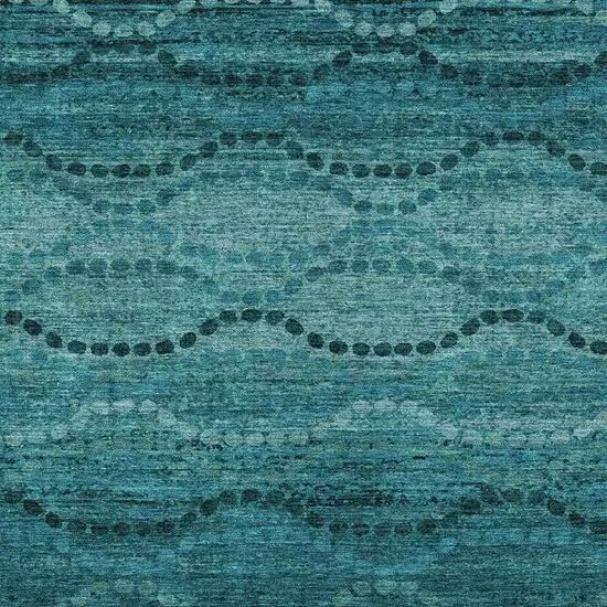 Turquoise And Aqua Ogee Washable Indoor Outdoor Area Rug Photo 6