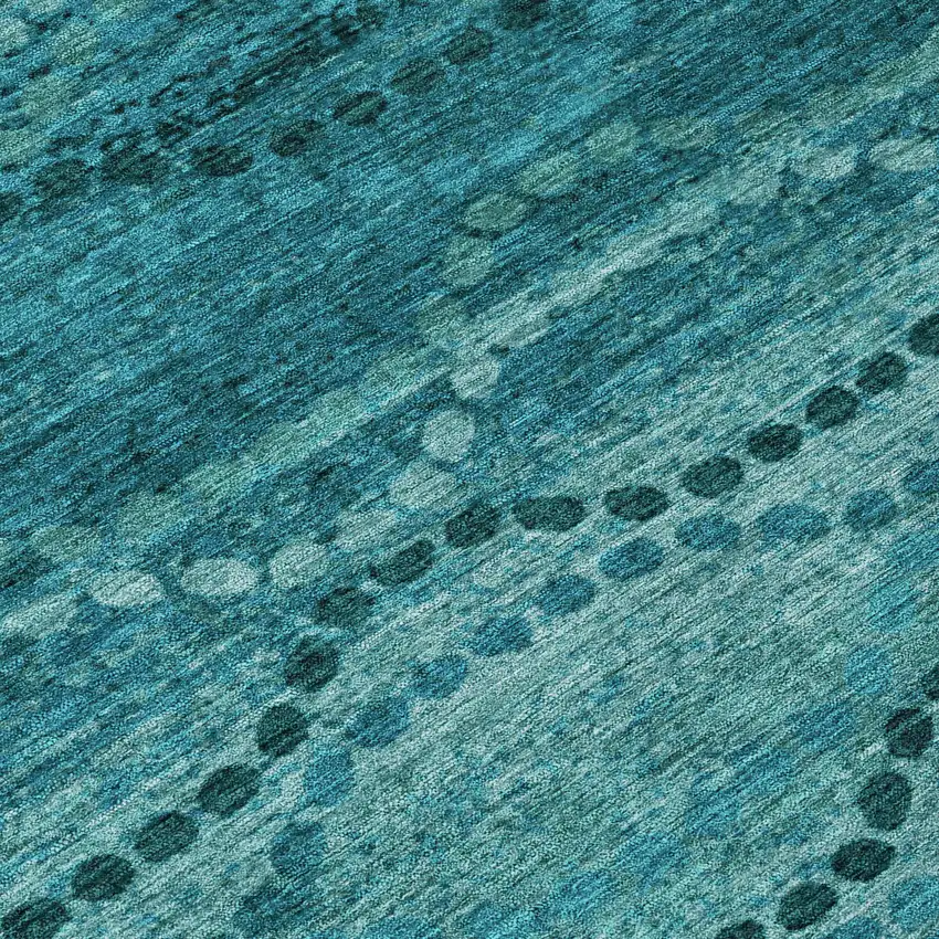 Turquoise And Aqua Ogee Washable Indoor Outdoor Area Rug Photo 8
