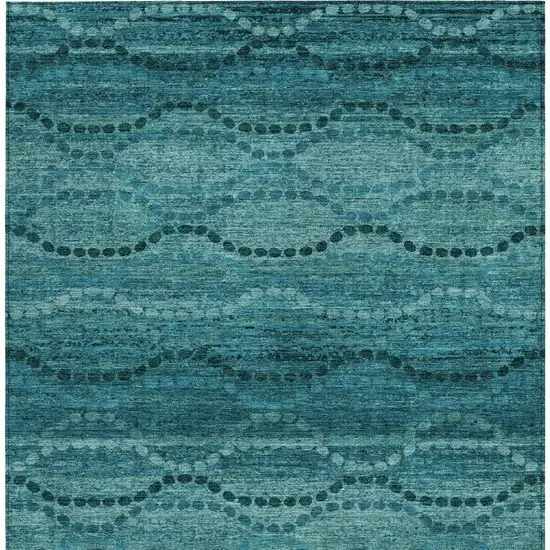 Turquoise And Aqua Ogee Washable Indoor Outdoor Area Rug Photo 3