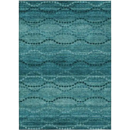 Turquoise And Aqua Ogee Washable Indoor Outdoor Area Rug Photo 8