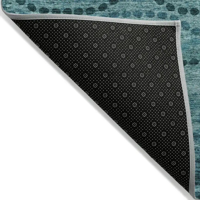 Turquoise And Aqua Ogee Washable Indoor Outdoor Area Rug Photo 7