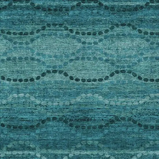 Turquoise And Aqua Ogee Washable Indoor Outdoor Area Rug Photo 6
