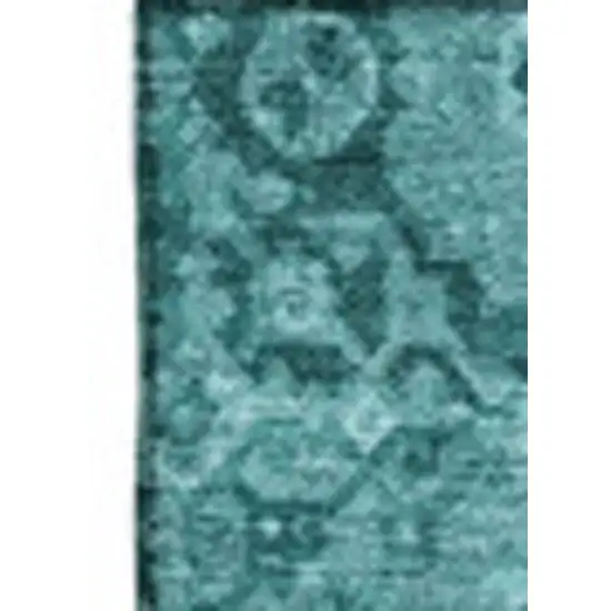 Turquoise And Aqua Patchwork Washable Area Rug With UV Protection Photo 3