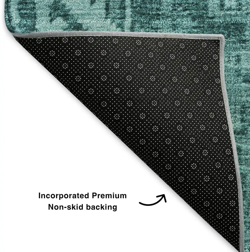 Turquoise And Aqua Patchwork Washable Area Rug With UV Protection Photo 6