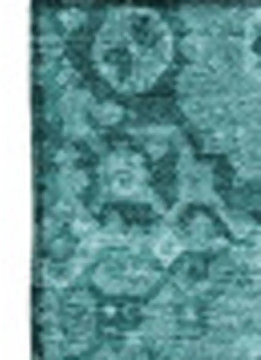 Turquoise And Aqua Patchwork Washable Area Rug With UV Protection Photo 4