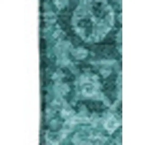 Turquoise And Aqua Patchwork Washable Area Rug With UV Protection Photo 3