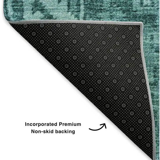 Turquoise And Aqua Patchwork Washable Area Rug With UV Protection Photo 7