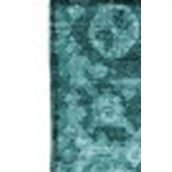 Turquoise And Aqua Patchwork Washable Area Rug With UV Protection Photo 3