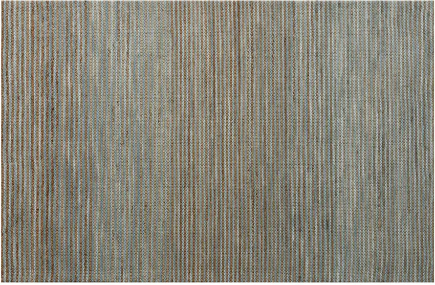 Turquoise And Blue Jute Striped Hand Woven Square Rug Photo 2