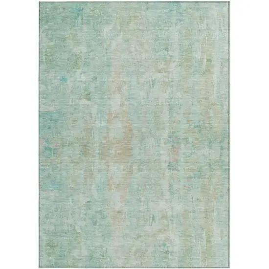 Turquoise And Copper Abstract Washable Indoor Outdoor Area Rug Photo 4