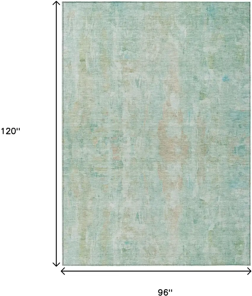 Turquoise And Copper Abstract Washable Indoor Outdoor Area Rug Photo 3