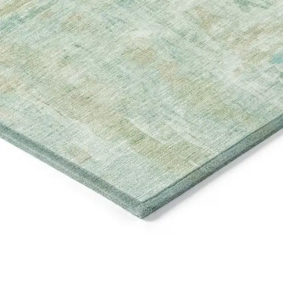 Turquoise And Copper Abstract Washable Indoor Outdoor Area Rug Photo 5