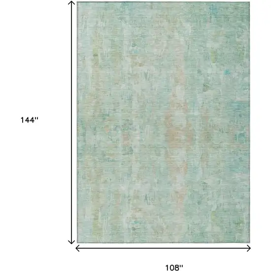 Turquoise And Copper Abstract Washable Indoor Outdoor Area Rug Photo 3