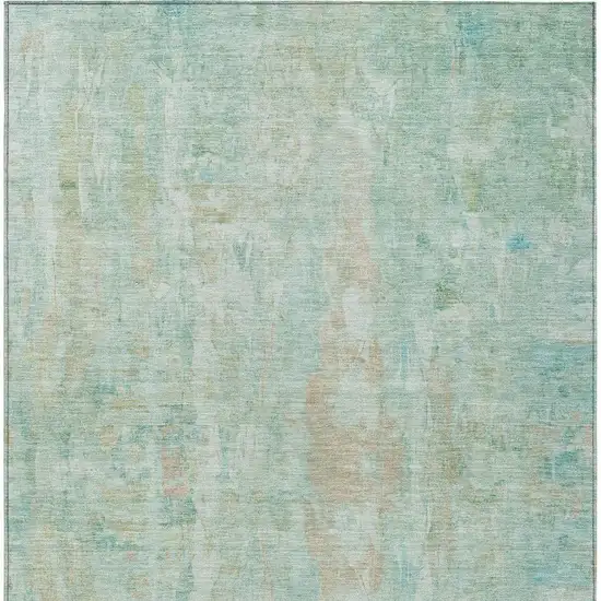 Turquoise And Copper Abstract Washable Indoor Outdoor Area Rug Photo 6