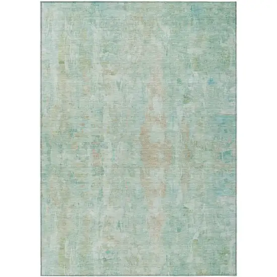 Turquoise And Copper Abstract Washable Indoor Outdoor Area Rug Photo 2