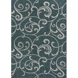 Photo of Turquoise And Cream Floral Indoor Outdoor Area Rug