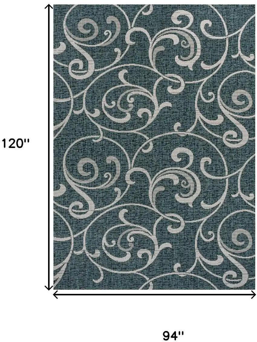 Turquoise And Cream Floral Indoor Outdoor Area Rug Photo 5