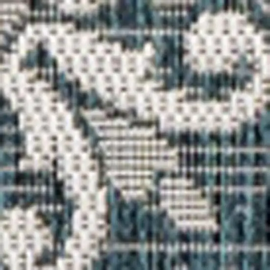 Turquoise And Cream Floral Indoor Outdoor Area Rug Photo 3