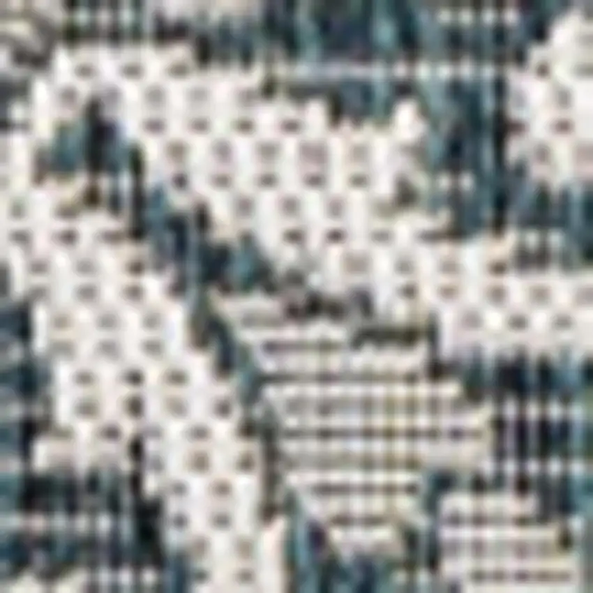 Turquoise And Cream Floral Indoor Outdoor Area Rug Photo 2